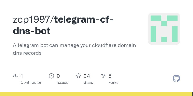 GitHub - zcp1997/telegram-cf-dns-bot: A telegram bot can manage your cloudflare domain dns records